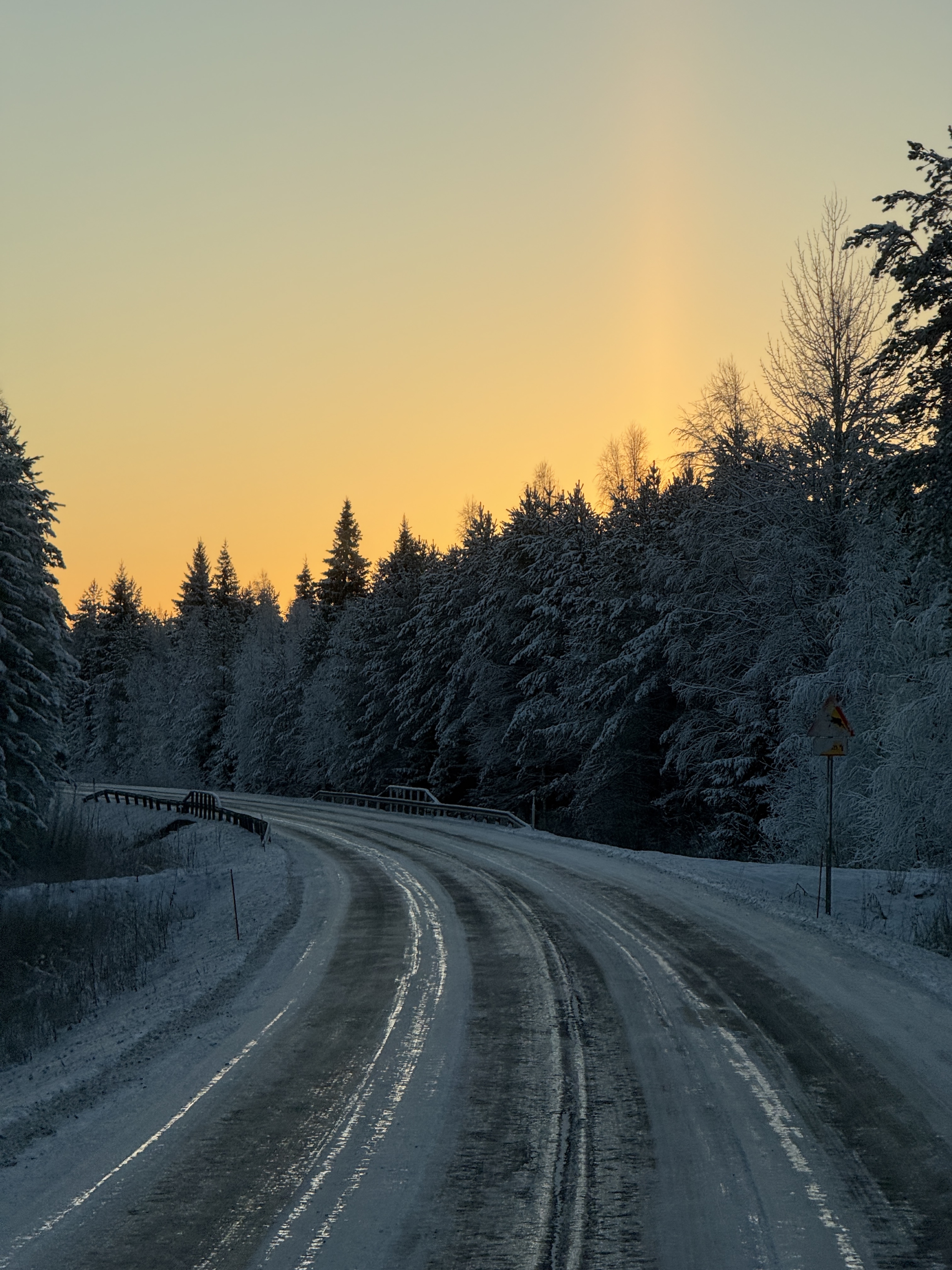 Winter road sunrise